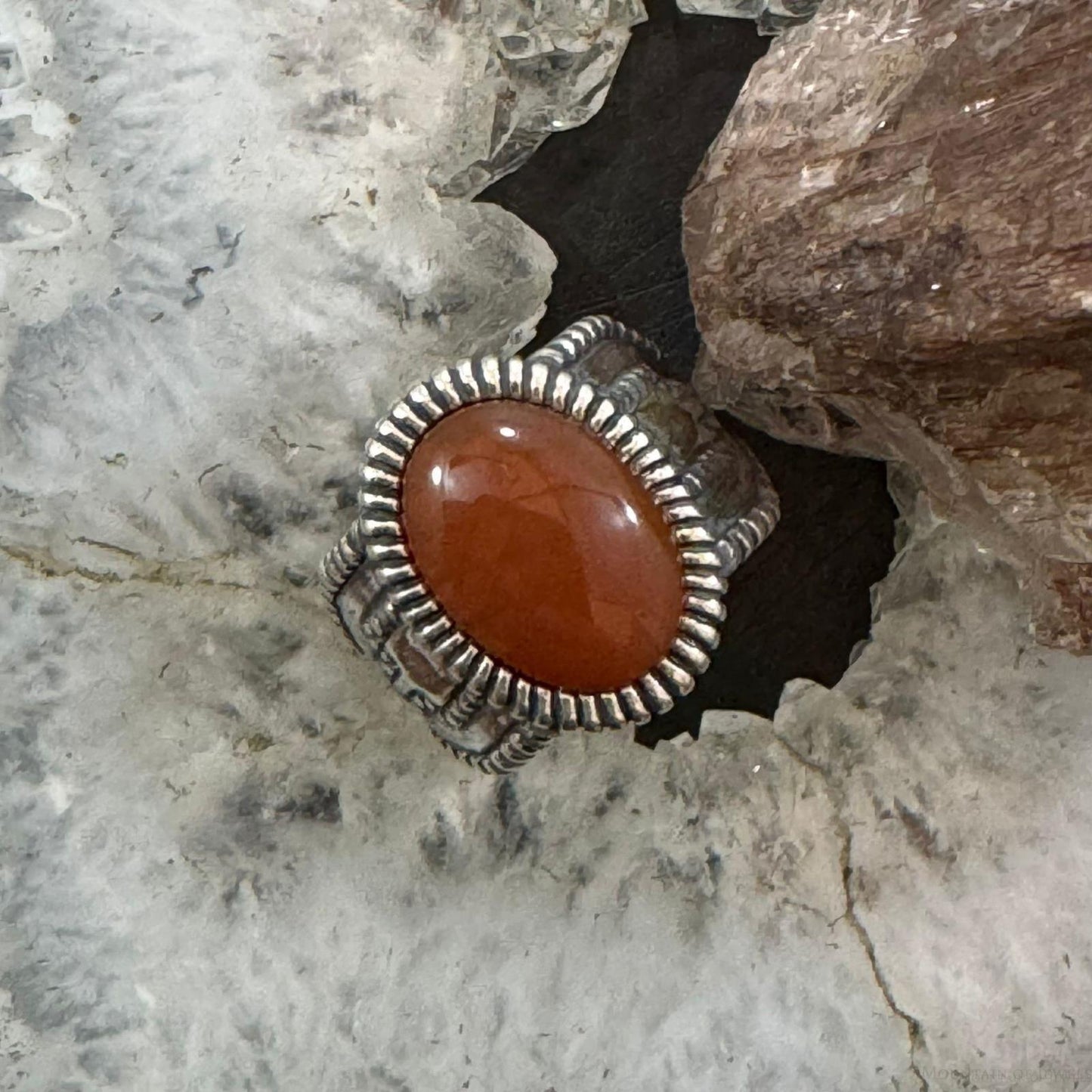 Carolyn Pollack Sterling Silver Oval Carnelian Decorated Ring For Women