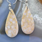 Sterling Silver Teardrop Fossilized Coral Slab Dangle Earrings For Women #129