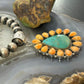 Sterling Silver Southwestern Emerald Valley Turquoise & Spiny Oyster Cluster Pendant For Women