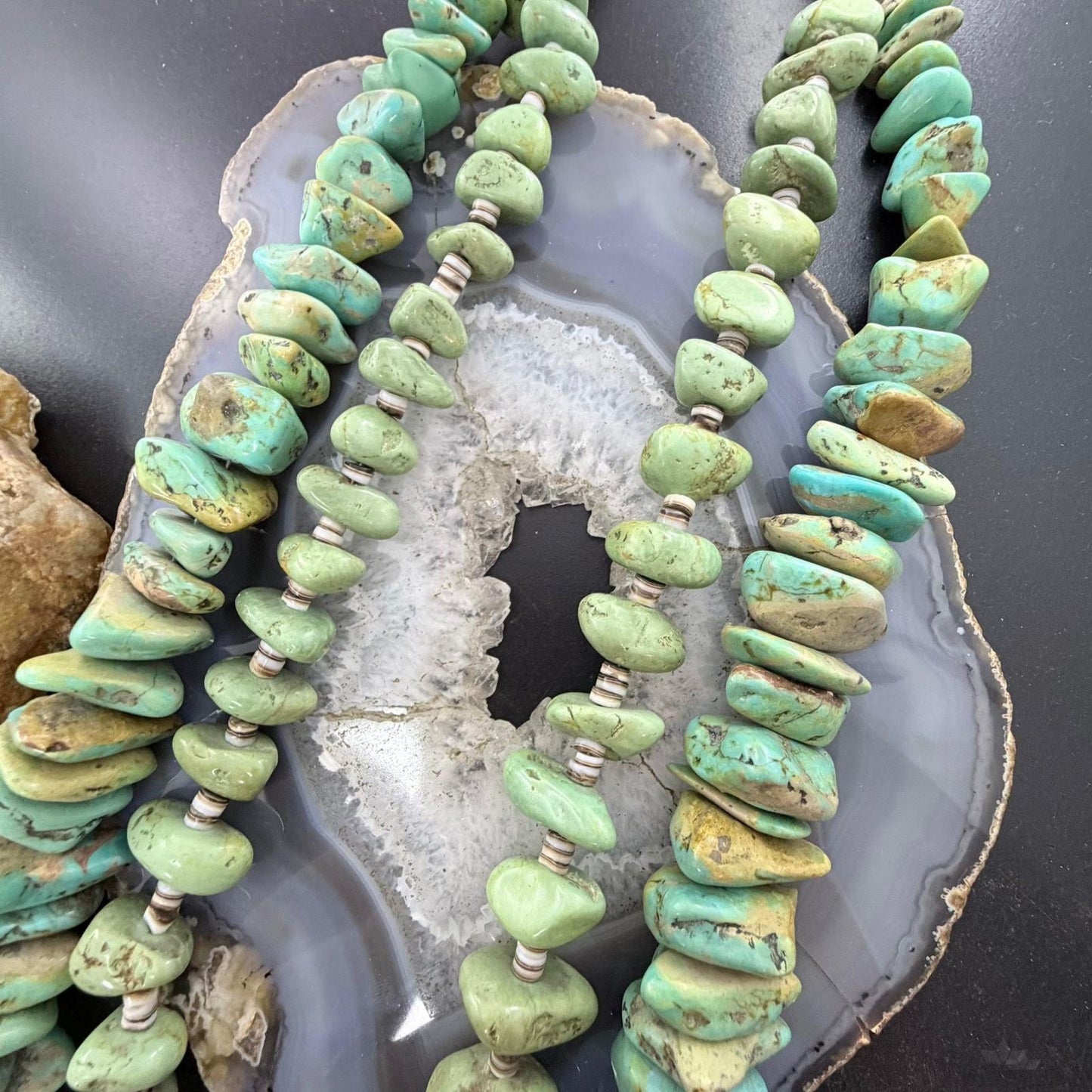 Vintage 2 Strands Chunky Natural Turquoise Stone Necklace For Women For Women