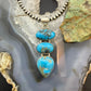 Sterling Silver Southwestern Style 3 Kingman Turquoise Pendant For Women