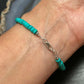 Sterling Silver Turquoise Disk Beads w/Silver Beads 7.5" Bracelet For Women