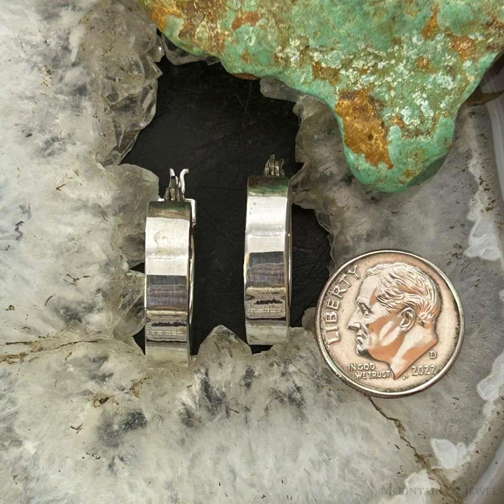 Sterling Silver Classic Wide Huggie Hoop Earrings For Women