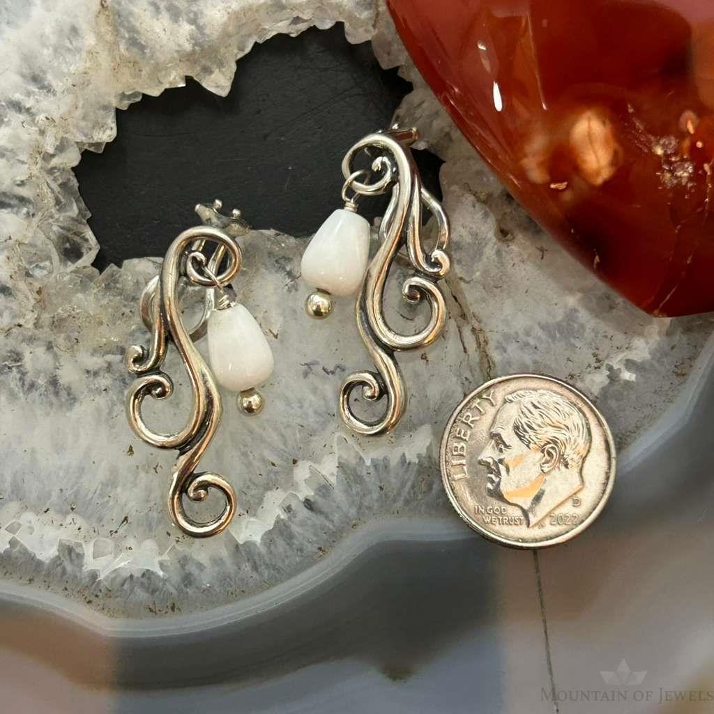 Carolyn Pollack Sterling Silver White Jasper Bead Swirls Post Earrings For Women