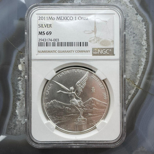 2011 Mexico One Ounce Libertad .999 Fine Silver NGC MS69 #2943174-003