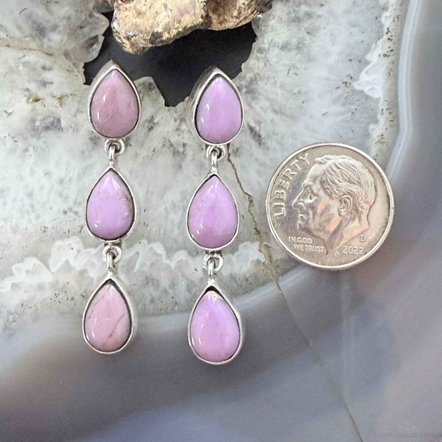 Sterling Silver Native American Teardrop Phosphosiderite Post Earrings For Women