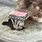 Native American Sterling Silver Rectangle Pink Conch Bar Ring Size 7 For Women