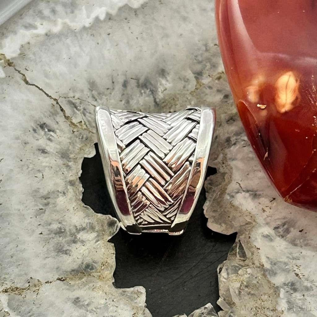 Sterling Silver Woven Tapered Fashion Ring For Women