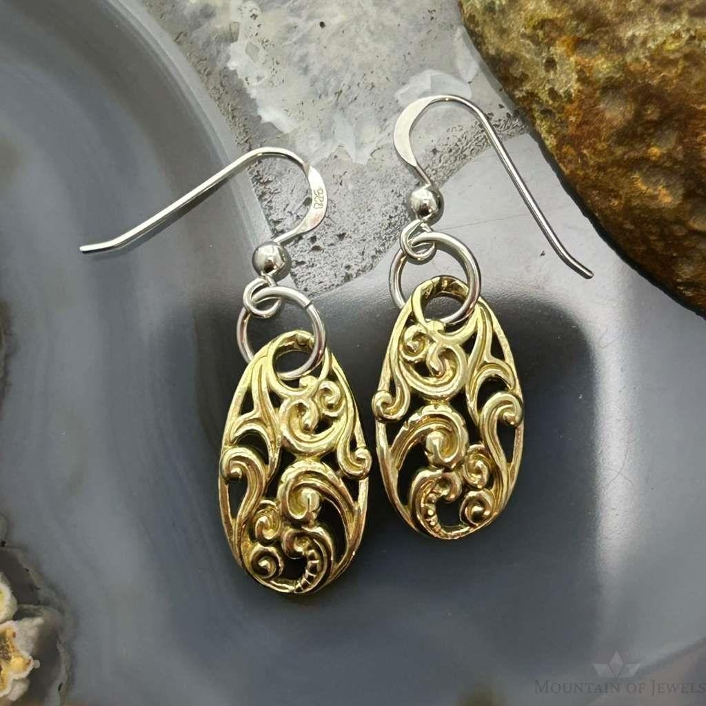 Carolyn Pollack Brass & Sterling Silver Swirl Dangle Earrings For Women