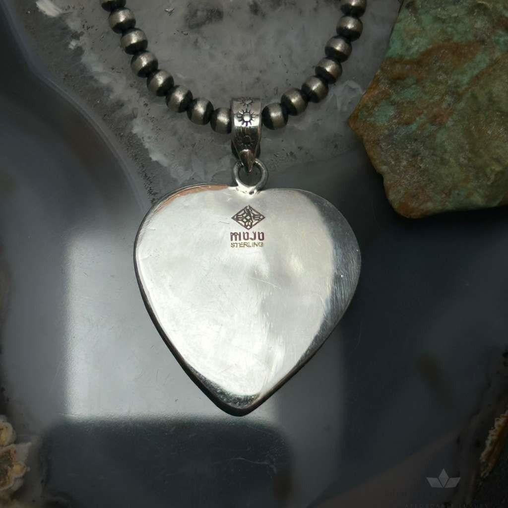 Sterling Silver Southwestern Style Turquoise Spiny Oyster Heart Pendant For Women #3