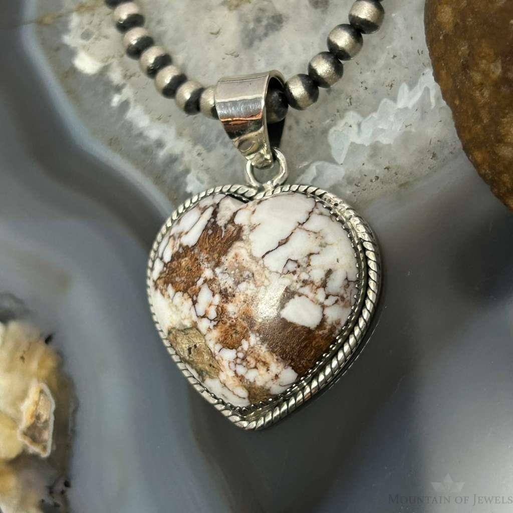 Sterling Silver Southwestern Style Wild Horse Heart Pendant For Women #3