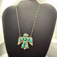 Sterling Silver Southwestern Style Kingman Turquoise Thunderbird Pendant Necklace #2