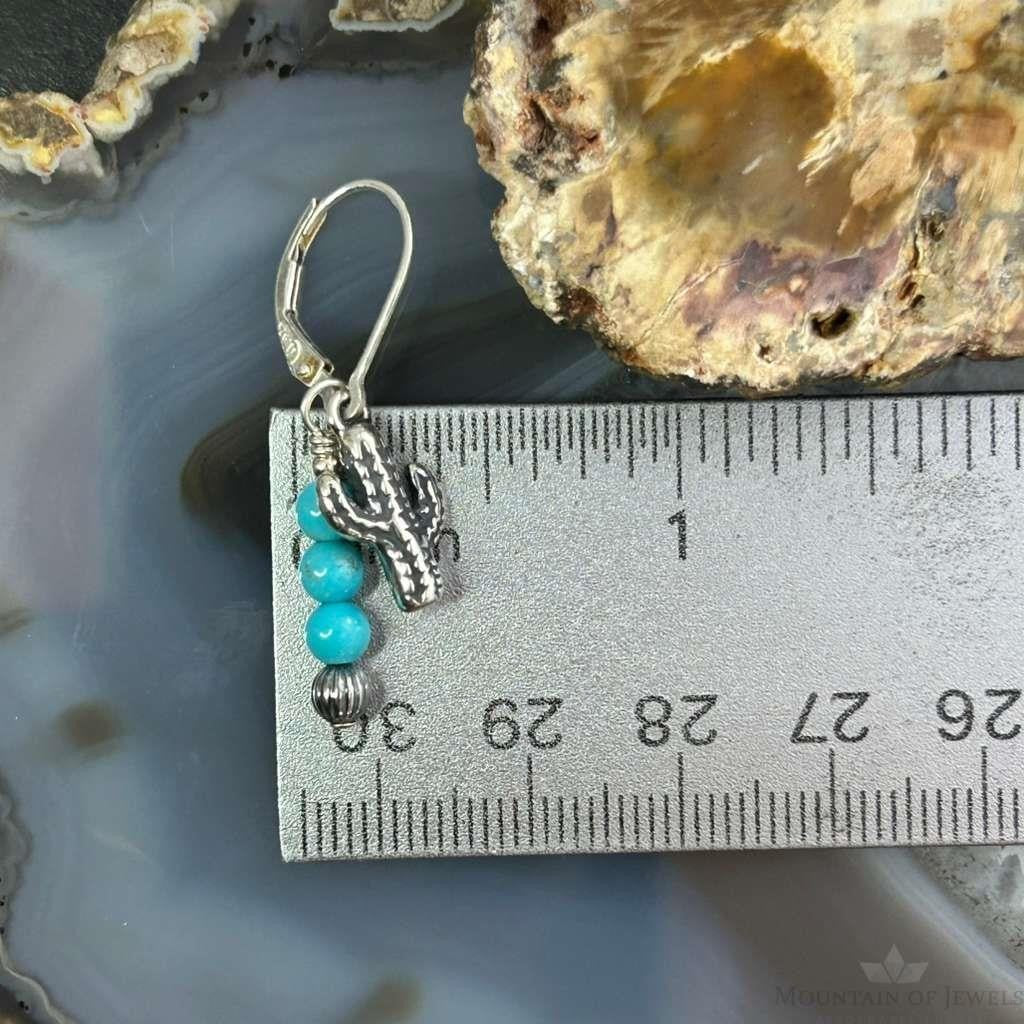 Carolyn Pollack Sterling Silver Turquoise Beads & Cactus Charm Dangle Earrings For Women