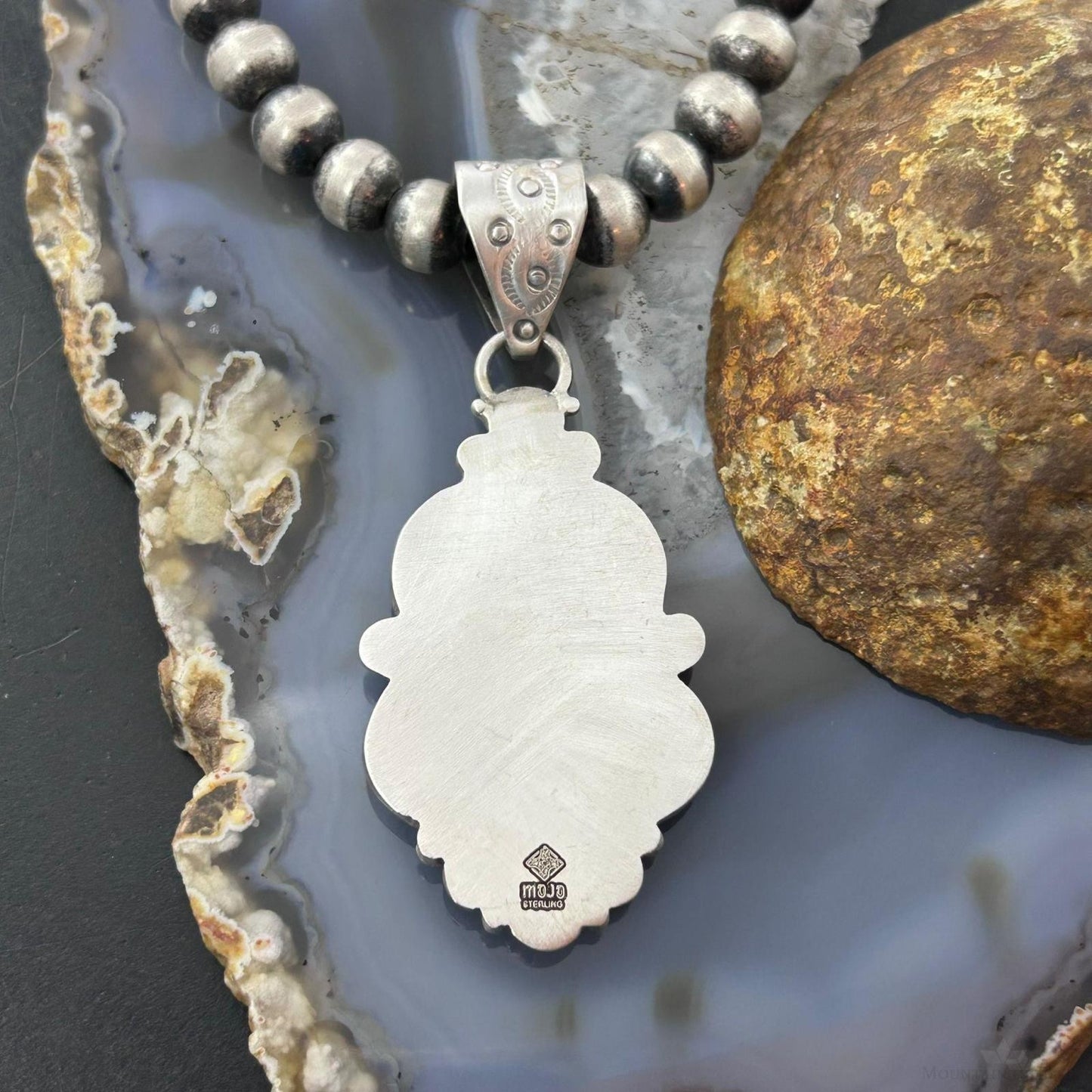 Sterling Silver Southwestern Style Teardrop Emerald Decorated Pendant For Women