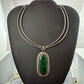 Vintage Silver Southwestern Style Large Oval Malachite Set In Double Wire Choker For Women