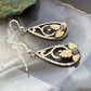 Vintage Sterling Silver Teardrop Swirl, Rose & Leaf Fashion Dangle Earrings For Women