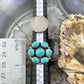Sterling Silver Southwestern Style Mohave Turquoise Cluster Ring Size 7.5 For Women