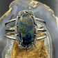 Sterling Silver Southwestern Style Large Oval Azurite Malachite Bracelet For Women