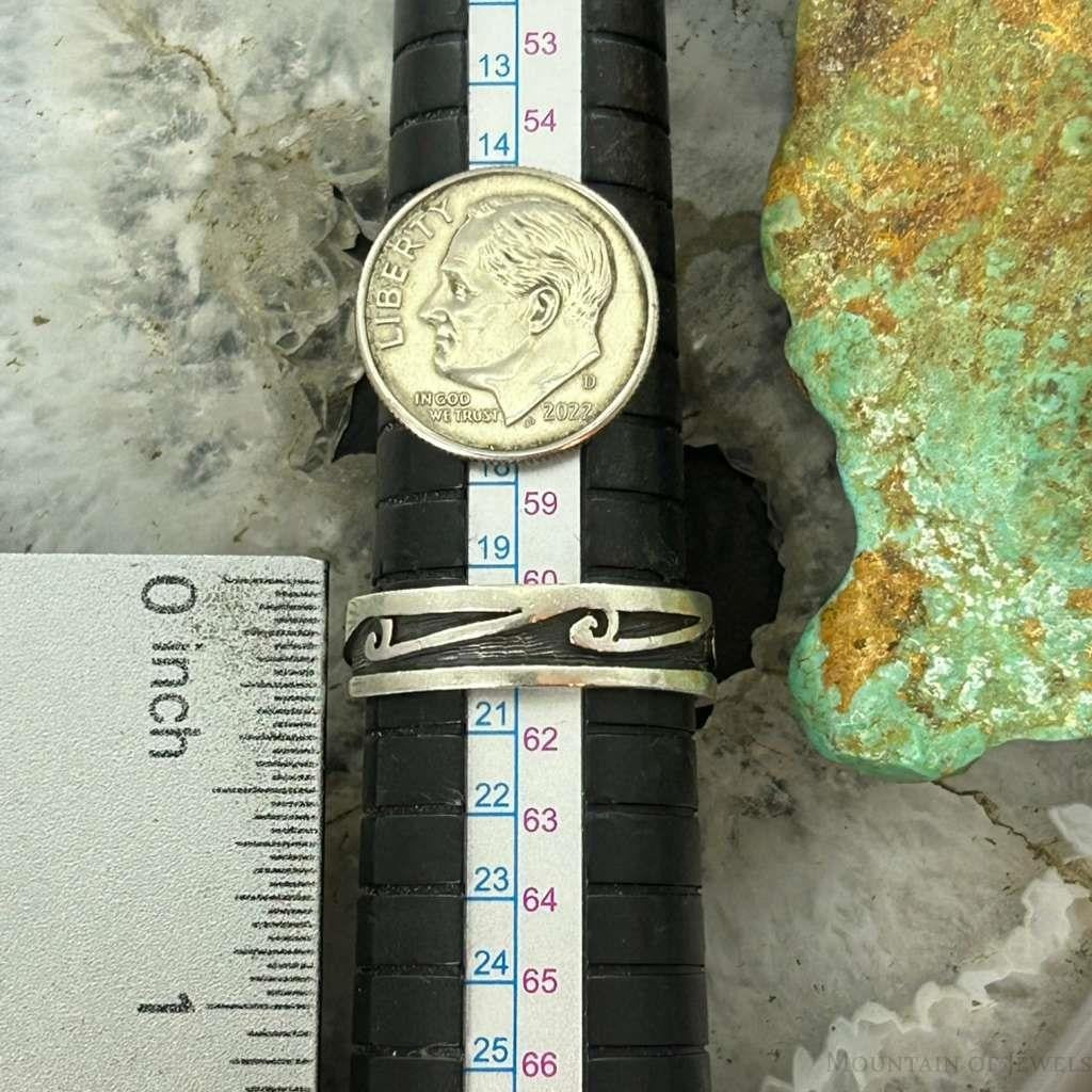 Cyrus Josytewa Hopi Native American Sterling Silver Wave Unisex Band Ring Size 9.5