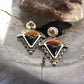 Carolyn Pollack Sterling Silver Orange Spiny Oyster & Onyx Decorated Dangle Earrings