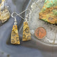 Sterling Silver Triangle Fossilized Jasper Slab Dangle Earrings For Women #198