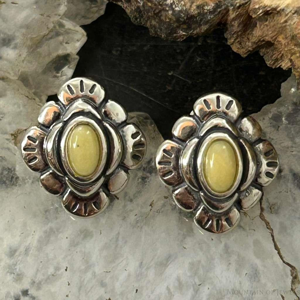 Carolyn Pollack Sterling Silver Yellow Jasper Stud Earrings For Women