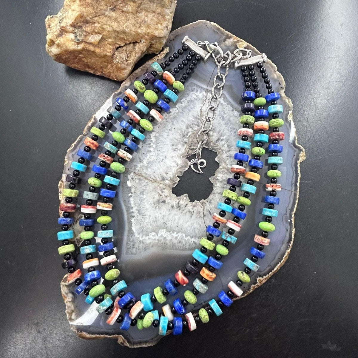 Carolyn Pollack 3 Strand Multi Gemstone Beads 16"-20" Necklace For Women