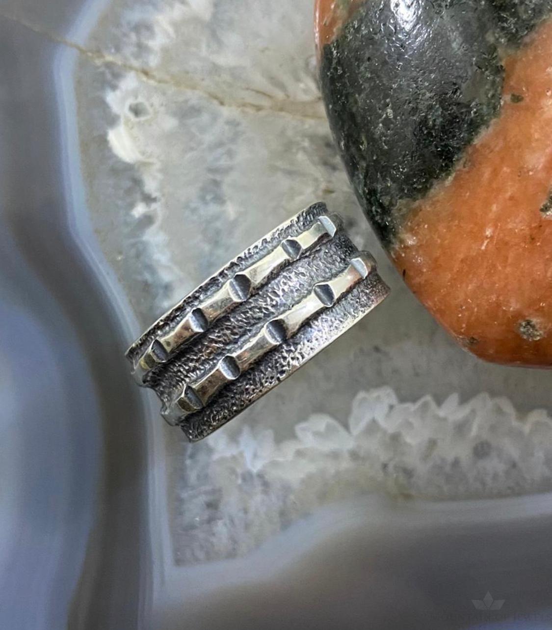 Steve Larance (Wikviya) Hopi Sterling Silver Tufa Cast Ring Size