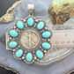 Genuine 1945 90% Silver Walking Liberty Half Dollar Coin w/Turquoise Unisex Pendant