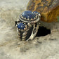 Carolyn Pollack Southwestern Style Sterling Silver 3 Denim Lapis Ring Size 5 For Women