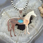 Sterling Silver Turquoise Stamped w/Indigenous Symbols Horse Unisex Pendant