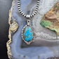 Sterling Silver Southwestern Style Large Turquoise Decorated Pendant For Women