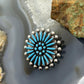 Sibert Bowannie Zuni Native American Sterling Silver Needlepoint Turquoise Brooch For Women