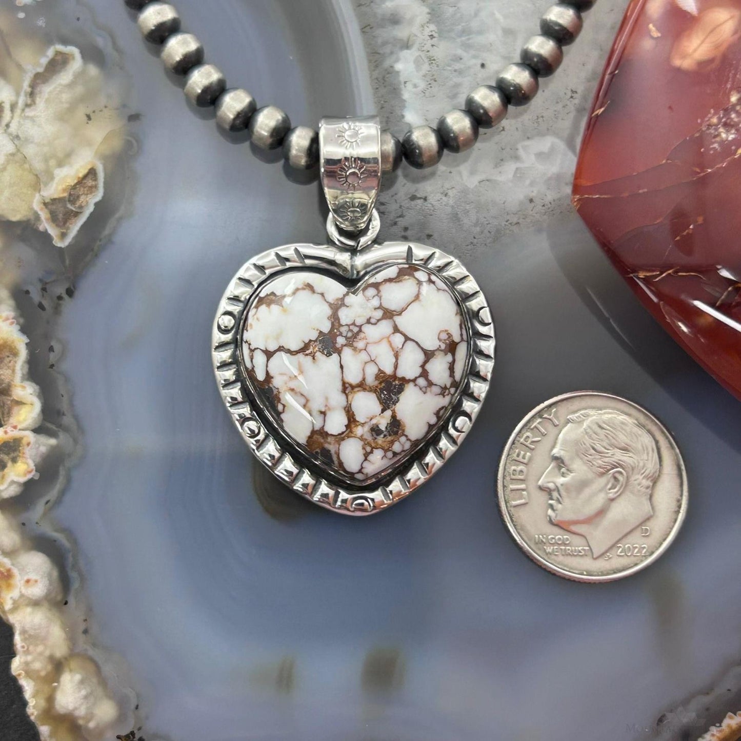 Sterling Silver Southwestern Style Wild Horse Decorated Heart Pendant For Women