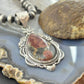 Sterling Silver Southwestern Style Peanut Obsidian Decorated Pendant For Women