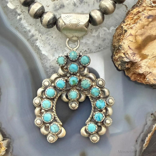Sterling Silver Southwestern Style Multi Turquoise Decorated Naja Pendant For Women