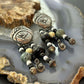 Vintage Sterling Silver Southwestern Roadrunner Beads Dangle Earrings For Women