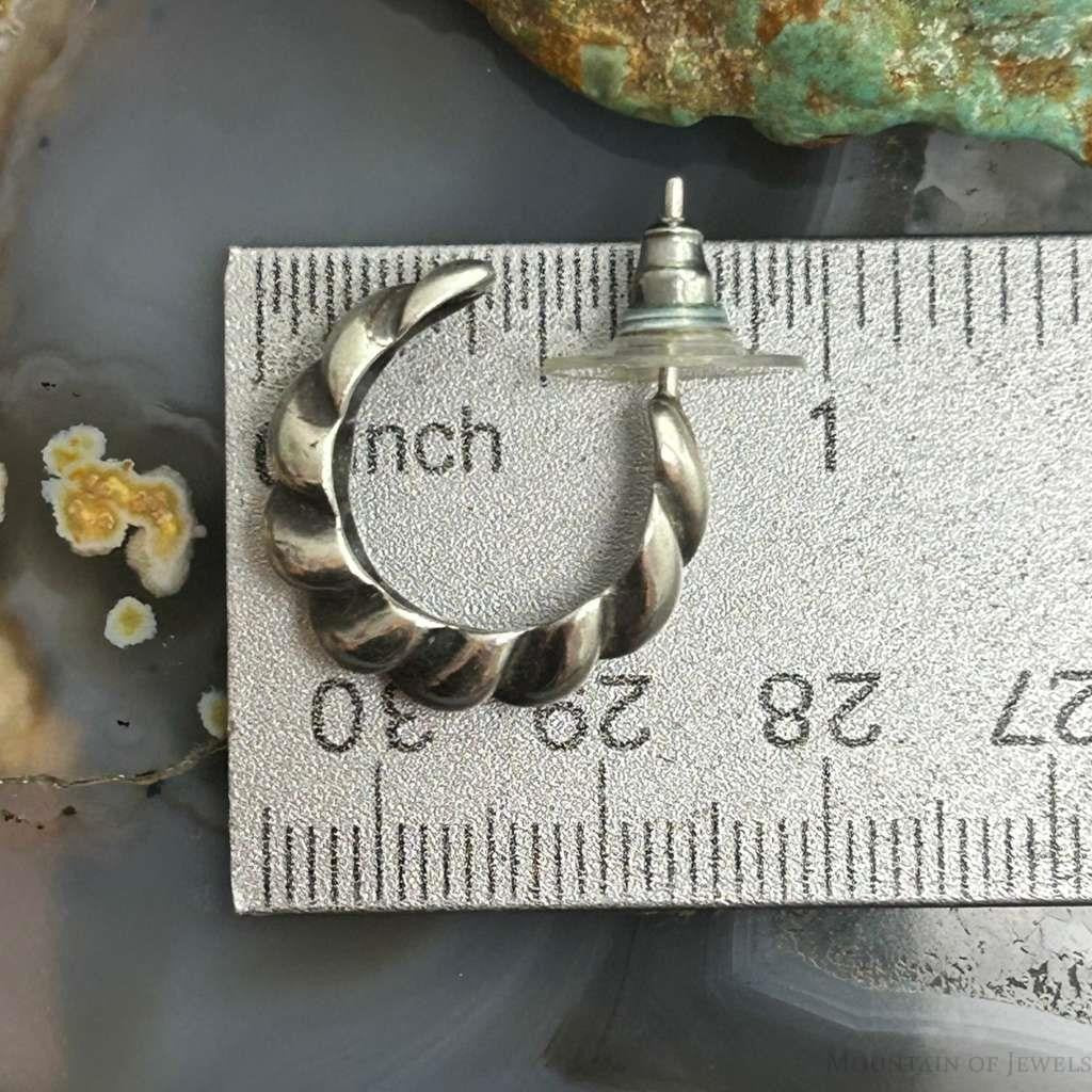 Sterling Silver Twisted Half Huggie Hoop Earrings For Women