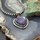 Sterling Silver Southwestern Style Charoite Heart Decorated Pendant For Women