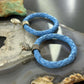 Carolyn Pollack Sterling Silver Light Blue Braided Leather Hoop Earrings For Women
