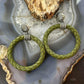 Carolyn Pollack Sterling Silver Olive Green Braided Leather Hoop Earrings For Women
