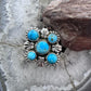 Sterling Silver Southwestern Style Composite Turquoise Cluster Adjustable Ring For Women
