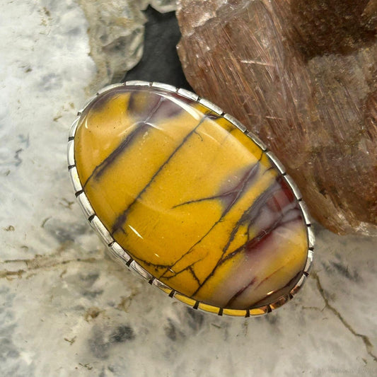 Sterling Silver Southwestern Style Oval Elongated Mookaite Ring Size 8 For Women
