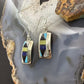 Sheryl Edaakie Zuni Sterling Silver  Multistone Inlay Rectangle Dangle Earrings For Women #2