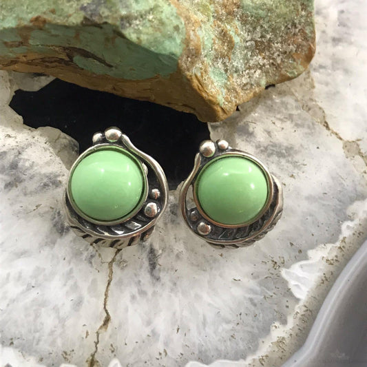 Carolyn Pollack Sterling Silver Round Green Turquoise Stud Earrings For Women