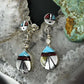 Ola Eriacho Native American Sterling Multistone Inlay Sunface Dangle Earrings For Women #1