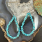 Sterling Silver Blue Natural Turquoise Beads Hoop Earrings For Women