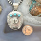 Running Bear Native American Sterling Silver Turquoise Cowboy Hat Unisex Pendant