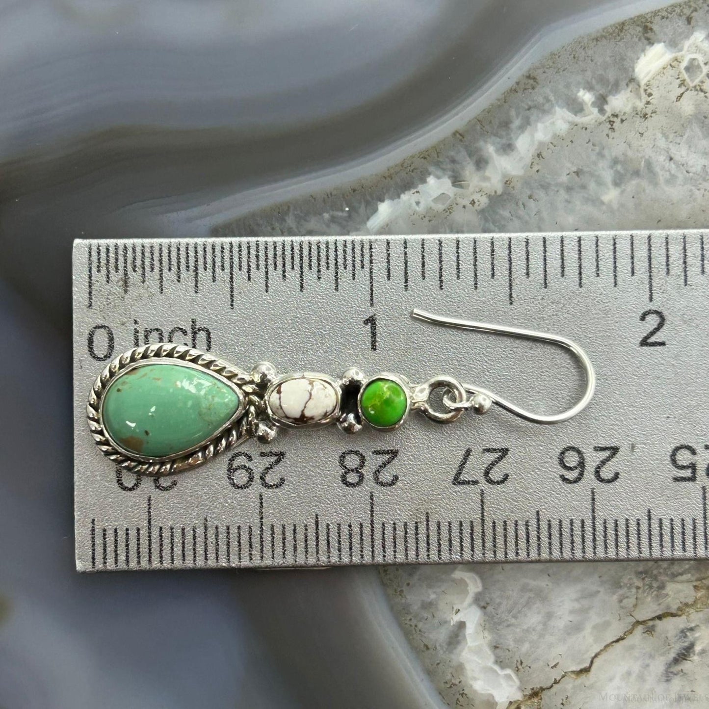 Sterling Silver Southwestern Style Multistone Dangle Earrings For Women #13