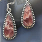 Sterling Silver Southwestern Style Teardrop Rhodochrosite Dangle Earrings For Women